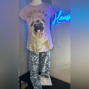 Justice Lavender Pug Ice Cream (L) Top & Pant Set